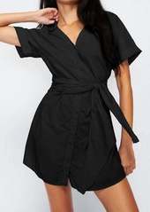 Nation Ltd. Nida Wrapped Button Up Dress In Black