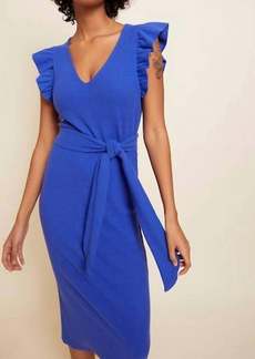 Nation Ltd. Oriana Ruffled Sash Dress In Blue Suede
