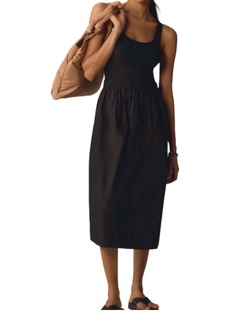 Nation Ltd. Sadelle Clean Combo Midi Dress In Jet Black