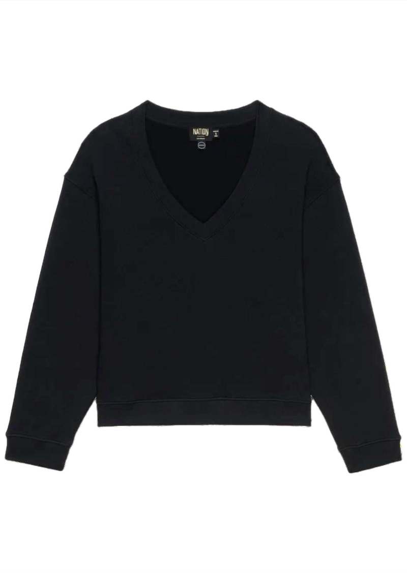 Nation Ltd. Women's Wyatt Oversized V-Neck Sweater In Jet Black