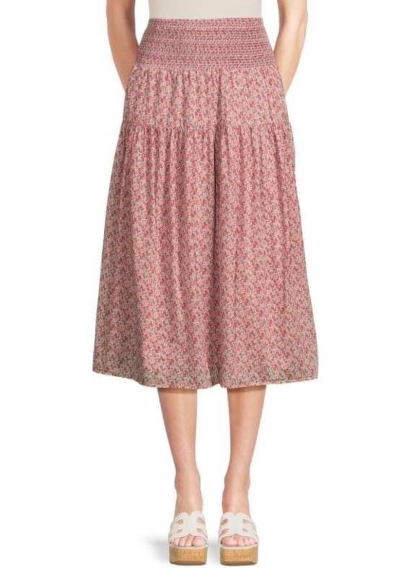 Nation Ltd. Yumi Micro Floral Midi A Line Skirt