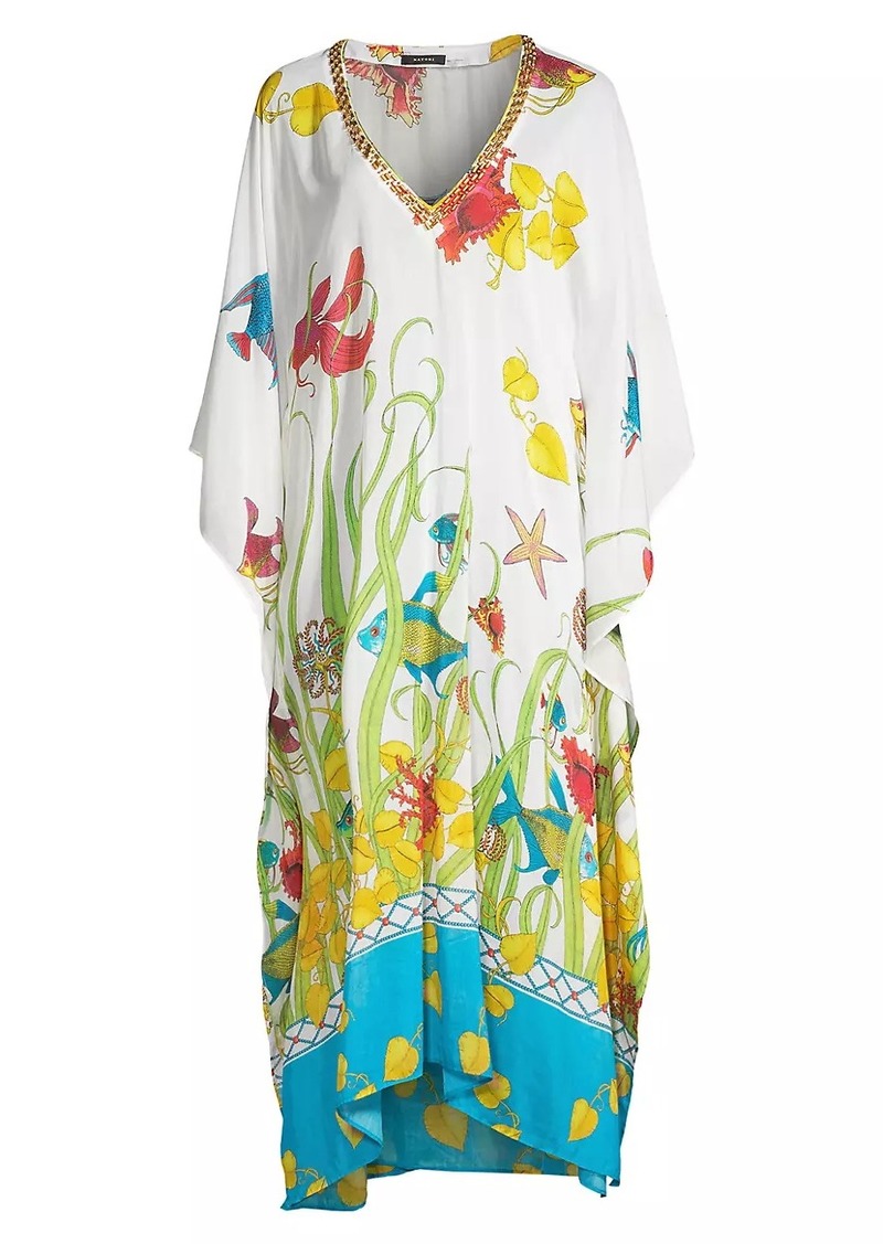 Natori Aquatic Cotton-Silk Maxi Dress