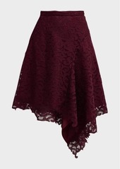 Natori Asymmetric Scroll Lace Midi Skirt