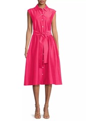 Natori Belted Slubbed Cotton-Blend Dress