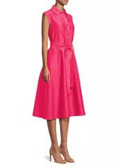 Natori Belted Slubbed Cotton-Blend Dress