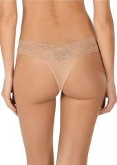 Natori Bliss Perfection Lace Trim One Size Thong 2-Pack