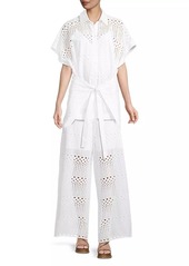 Natori Cotton Eyelet Wide-Leg Pants