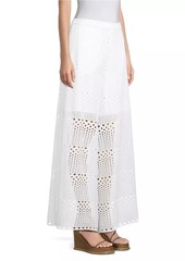 Natori Cotton Eyelet Wide-Leg Pants