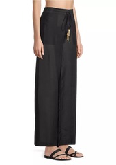 Natori Cotton Silk Voile Wide-Leg Pants