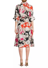 Natori Cressida Belted Printed Silk Twill Shirtdress