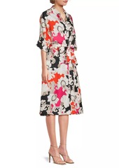 Natori Cressida Belted Printed Silk Twill Shirtdress