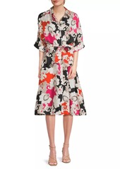 Natori Cressida Belted Printed Silk Twill Shirtdress