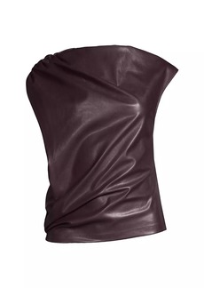 Natori Draped Faux Leather Top