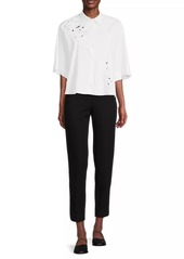 Natori Embroidered Cotton Poplin Shirt