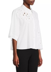 Natori Embroidered Cotton Poplin Shirt