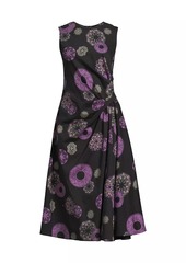 Natori Ikiagi Geometric Cotton-Silk Sleeveless Midi-Dress