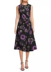 Natori Ikiagi Geometric Cotton-Silk Sleeveless Midi-Dress