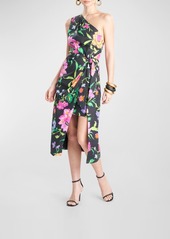Natori Junko Floral-Print Poplin Midi Dress