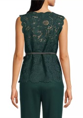 Natori Mantilla Lace Tie-Waist Top