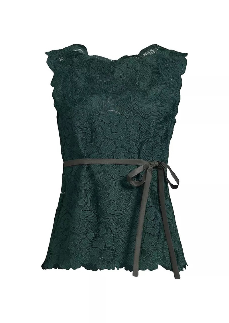 Natori Mantilla Lace Tie-Waist Top