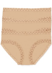 Natori Bliss Lace-Trim Cotton Brief Underwear 3-Pack 156058MP - Cafe/Cafe/Cafe