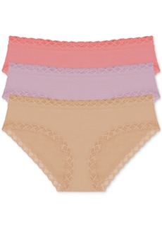 Natori Bliss Lace-Trim Cotton Brief Underwear 3-Pack 156058MP - Pap/lav/cf