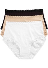 Natori Women's Bliss Full Brief 3-Pack Panty 755058MP - Black, White, Cafe