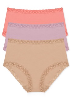 Natori Bliss Lace Trim High Rise Brief Underwear 3-Pack 755058MP - Pap/lav/cf