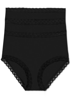 Natori Bliss Lace Trim High Rise Brief Underwear 3-Pack 755058MP - Black