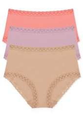Natori Bliss Lace Trim High Rise Brief Underwear 3-Pack 755058MP - Ivory Pack
