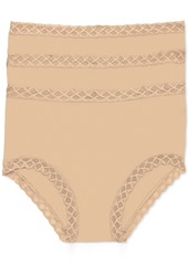 Natori Bliss Lace Trim High Rise Brief Underwear 3-Pack 755058MP - Black, White, Cafe