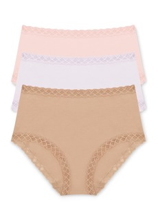 Natori Bliss Lace Trim High Rise Brief Underwear 3-Pack 755058MP - Sea/lil/cf
