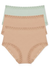 Natori Bliss Lace Trim High Rise Brief Underwear 3-Pack 755058MP - Ivory Pack