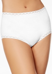 Natori Bliss Lace-Trim High Rise Cotton Brief 755058 - White