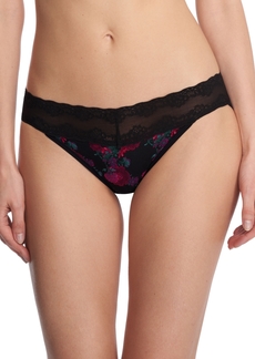 Natori Bliss Perfection Lace-Waist Bikini Underwear 756092 - Black Charm Print