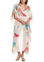 Natori Crane Sequined Sheer Silk-Blend Caftan