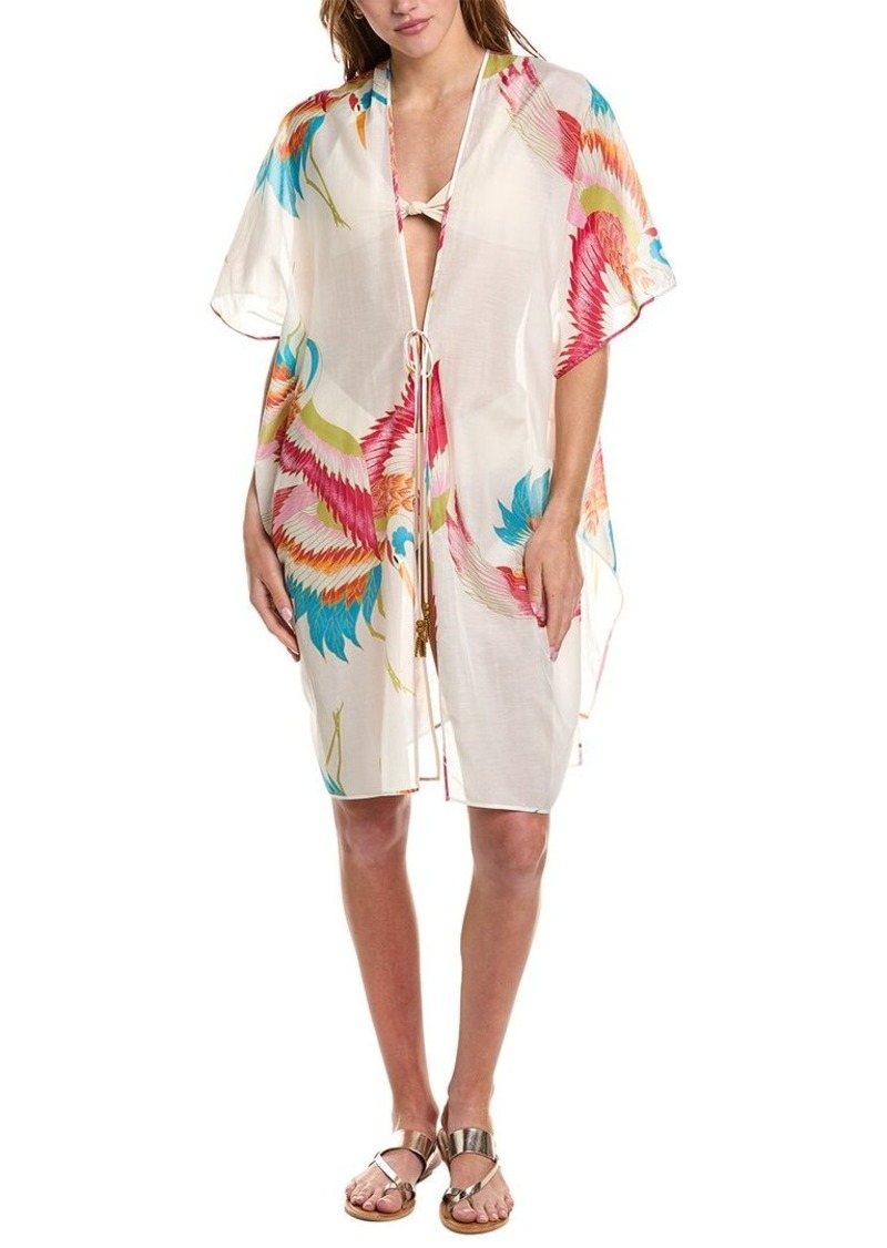 Natori Crane Sheer Silk-Blend Cover-Up