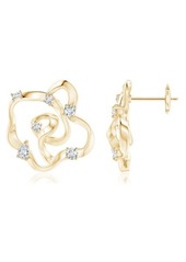 Natori Fine Jewelry Natori Sakura Dispersed Diamond Earrings in Yellow Gold at Nordstrom
