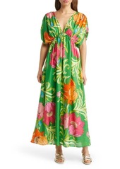 Natori Floral Silk Maxi Dress
