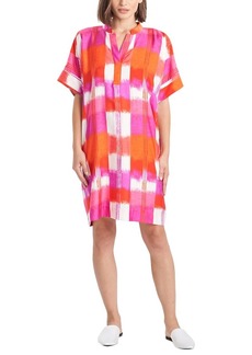 Natori Oversized Mandarin Silk-Blend Caftan Dress