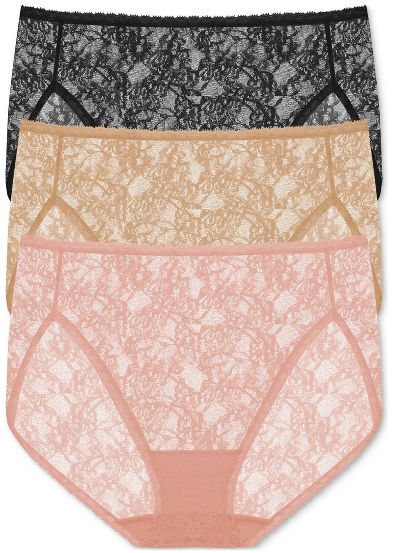 Natori Women's Bliss Allure 3-Pk. Lace French Cut Underwear 776303MP - Black / Caf / Rose Beige