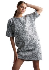 Natori Women's Floral Jacquard T-Shirt Dress - Black White