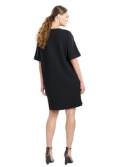Natori Women's Floral Round-Neck Short-Sleeve Dress - Black