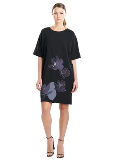 Natori Women's Floral Round-Neck Short-Sleeve Dress - Black