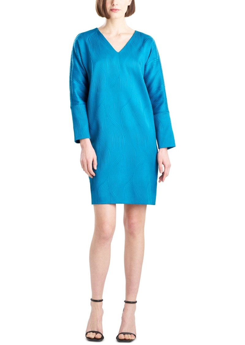 Natori Women's Long-Sleeve V-Neck Jacquard Dress - Tea