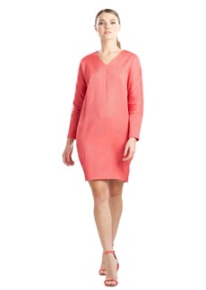 Natori Women's Long-Sleeve V-Neck Jacquard Dress - Coral Peach