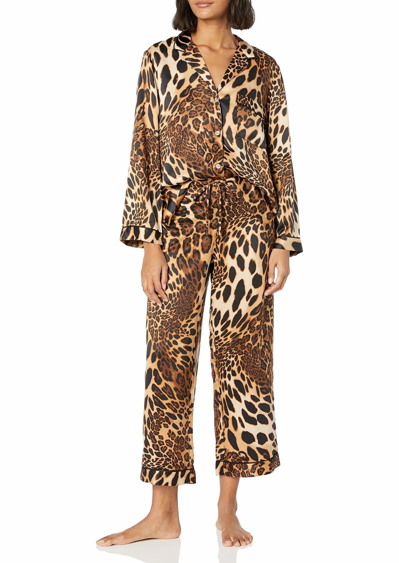 Natori Womens Luxe Leopard Notch Pj Length 25 Inseam 26" Pajama Set   US