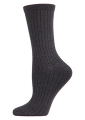 Natori Women's 2-Pk. Solid Ribbed Knit Cashmere Blend Crew Socks - Dark Gray