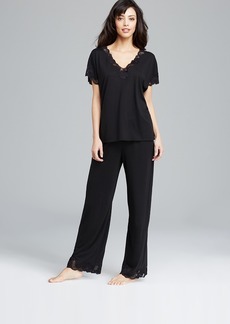 Natori Zen Floral Lace-Trim Short Sleeve Pajama Set