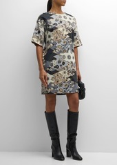 Natori Patchwork-Print Mini T-Shirt Dress